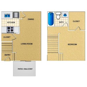 One Bedroom / One Bath - 644 Sq. Ft.*