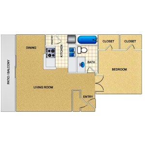 One Bedroom / One Bath - 670 Sq. Ft.*