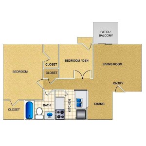 Two Bedroom / Two Bath - 784 Sq. Ft.*